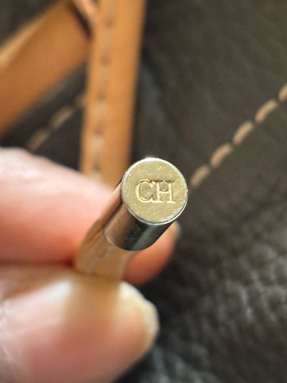 CH Carolina Herrera Black and Tan Leather Tote - Picture 9 of 16